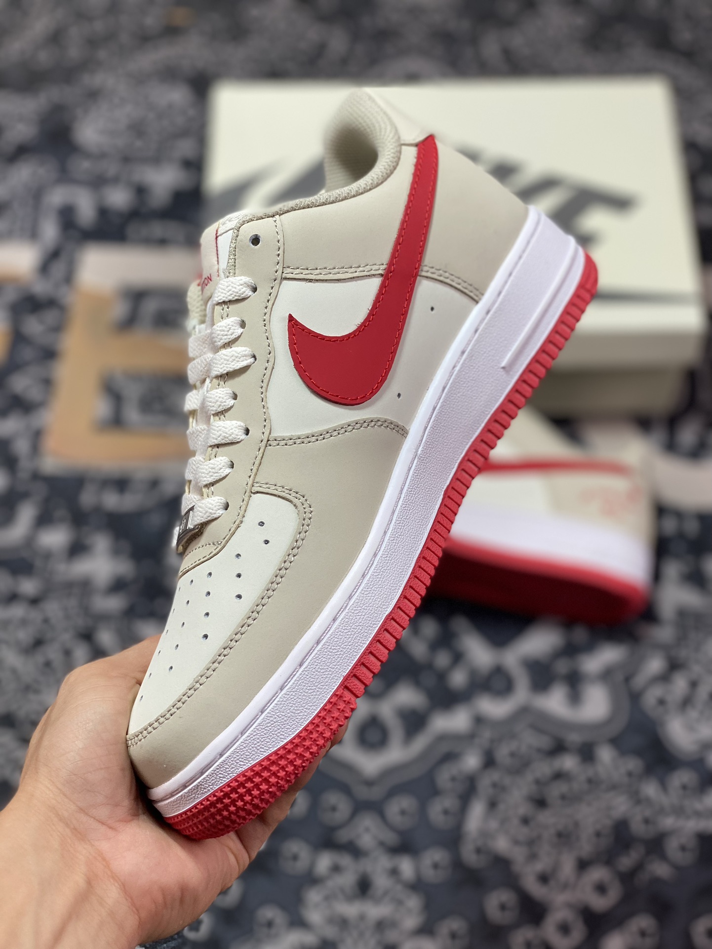 Nike Air Force 1 07 Low ”GUCCI” Air Force One classic low-top sneakers ”Light Khaki Red Valentine's Day Gucci” BS9055-722