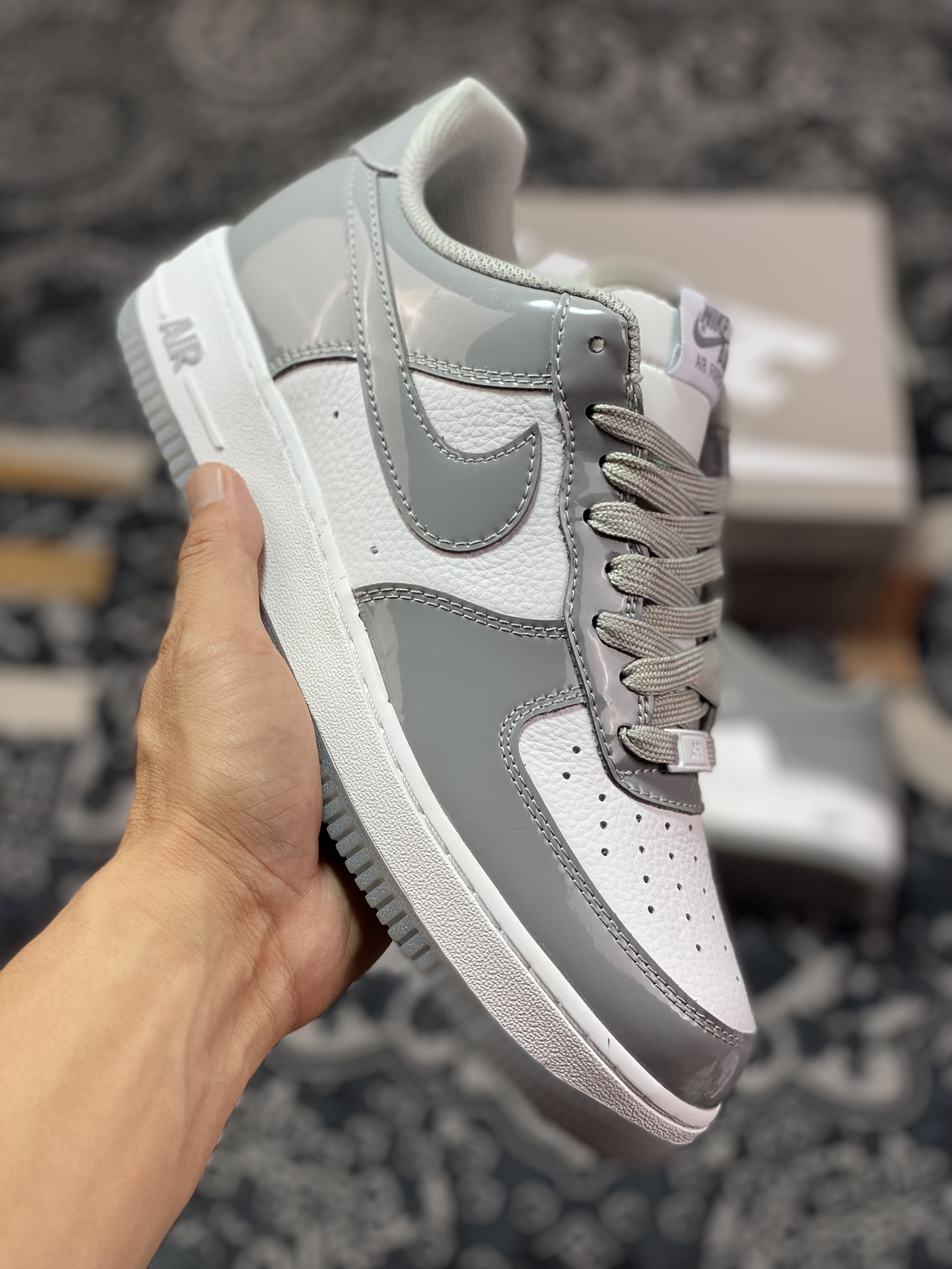 Nike Air Force 1’07 Low”Dark Grey/White”空军一号系列板鞋“漆皮深灰白”HP3656-566