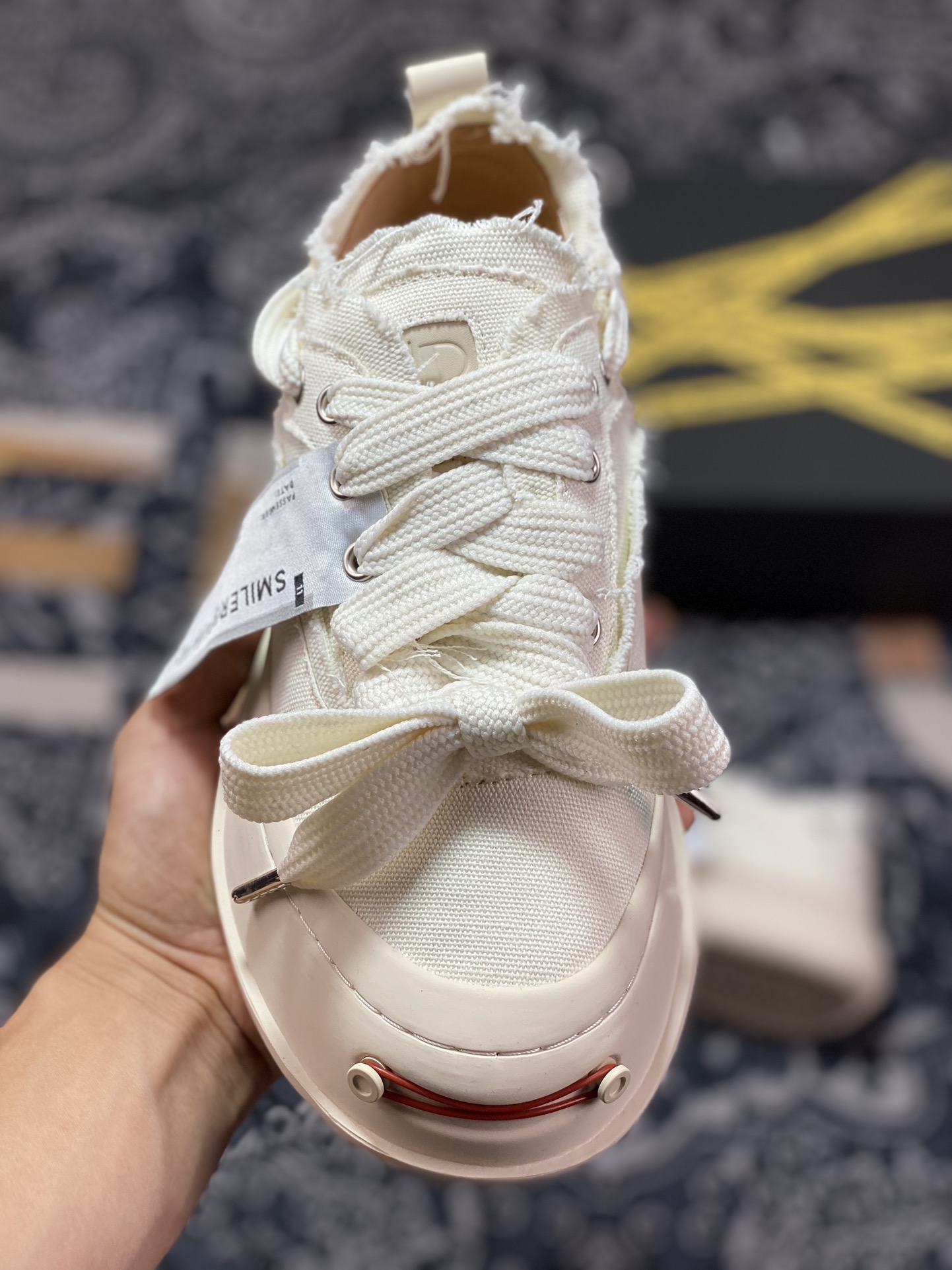 SMILEREPUBLIC Canvas Sneakers Low Platform Thick Bottom Heightening Low-Top Sneakers ”Canvas Off-White Tassel” SMILEREPUI_IX+01