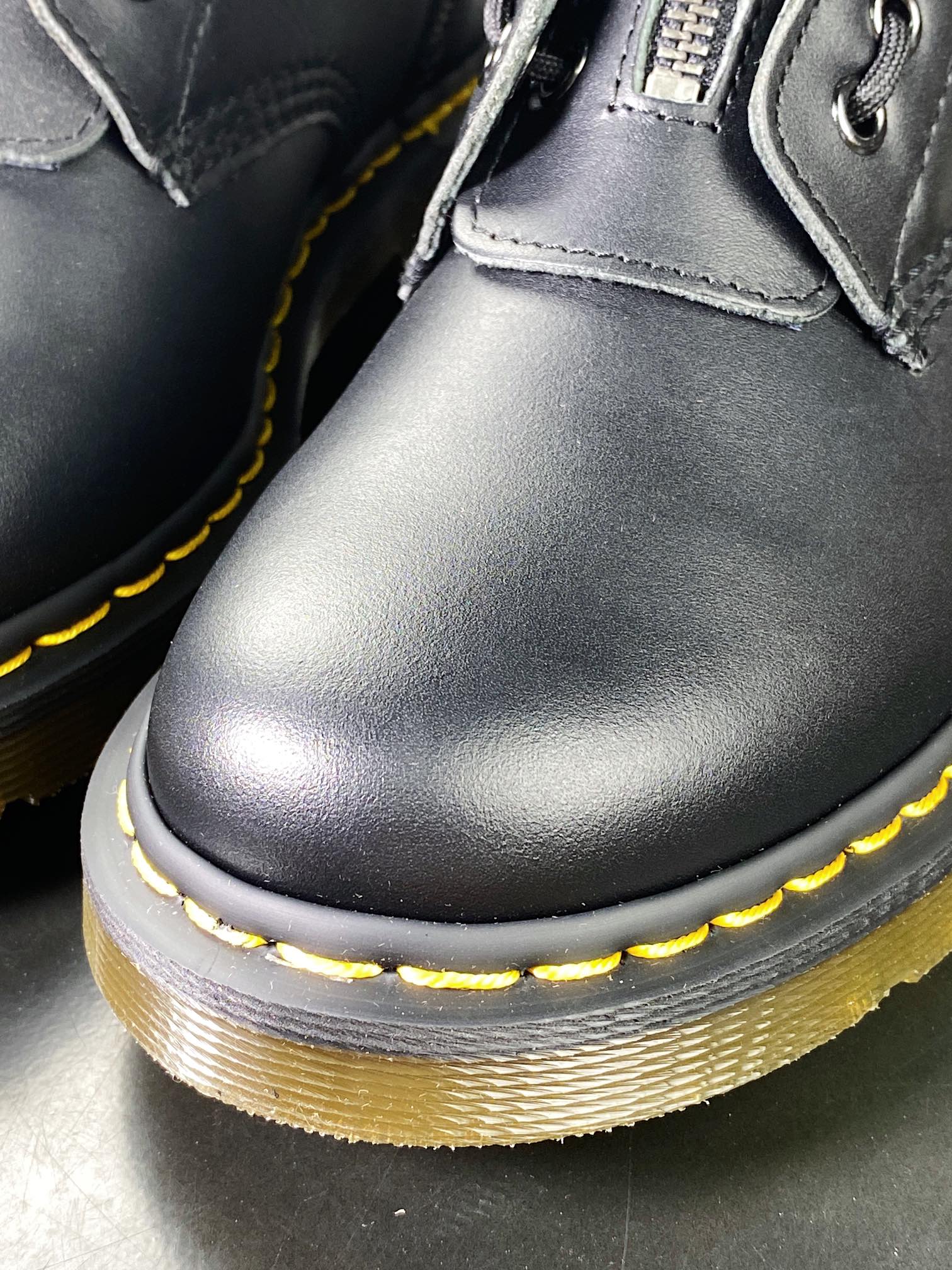 Dr. Martens Blake Boots Leather 3 Strap Zip High-Top Martin Boots ”Mid-Zip Hard Black Leather”