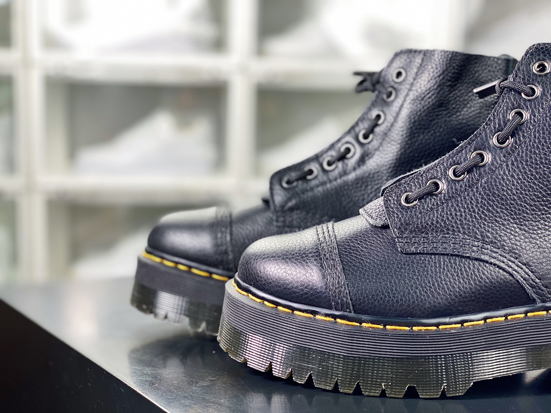 Dr. Martens Blake Boots Leather Strap Zip Buckle Side High-top Martin Boots ”Laceless Middle Zipper Soft Leather”