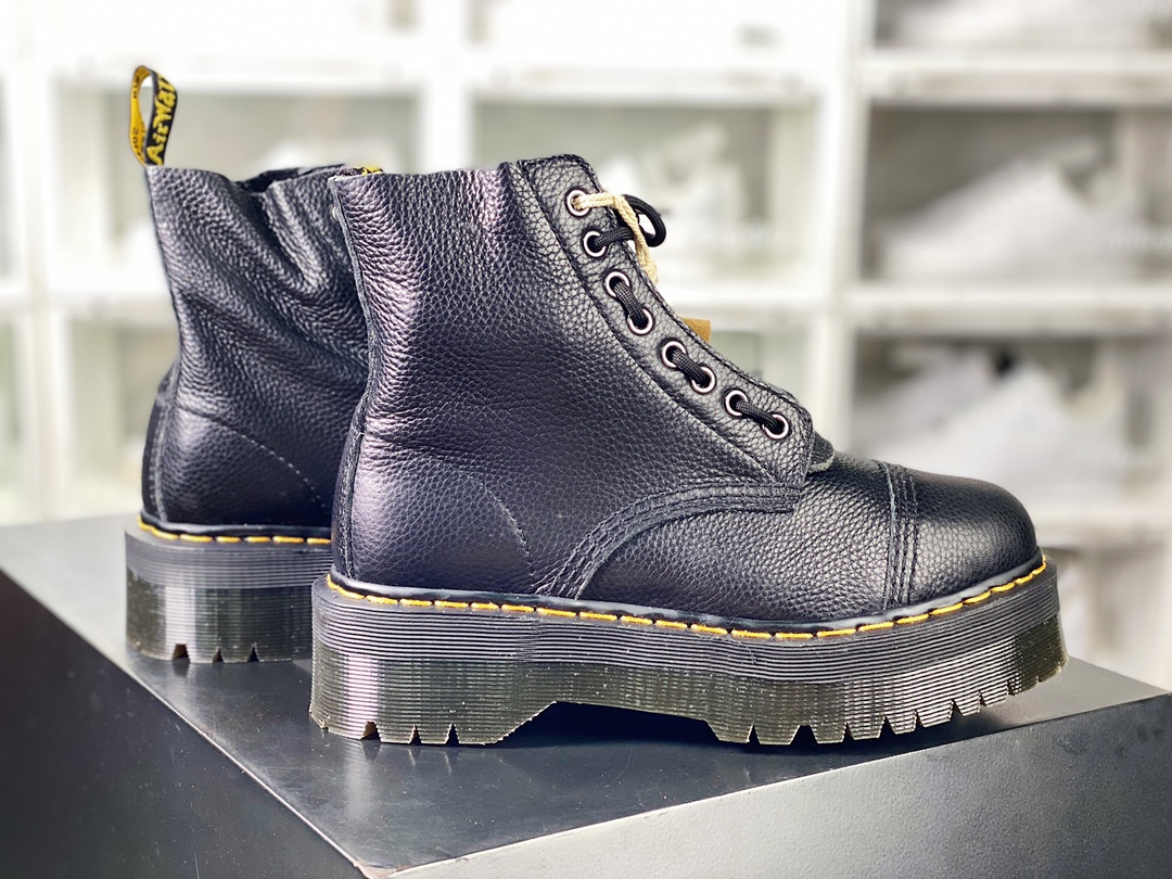 Dr. Martens Blake Boots Leather Strap Zip Buckle Side High-top Martin Boots ”Laceless Middle Zipper Soft Leather”