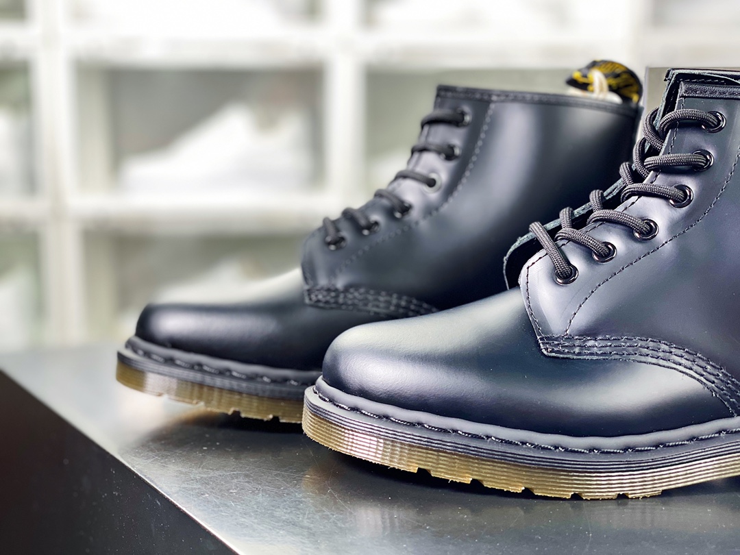 Dr. Martens Jadon 6 Eye Boots series retro six-hole mid-top lace-up full leather casual work boots ”hard leather black” R11822206