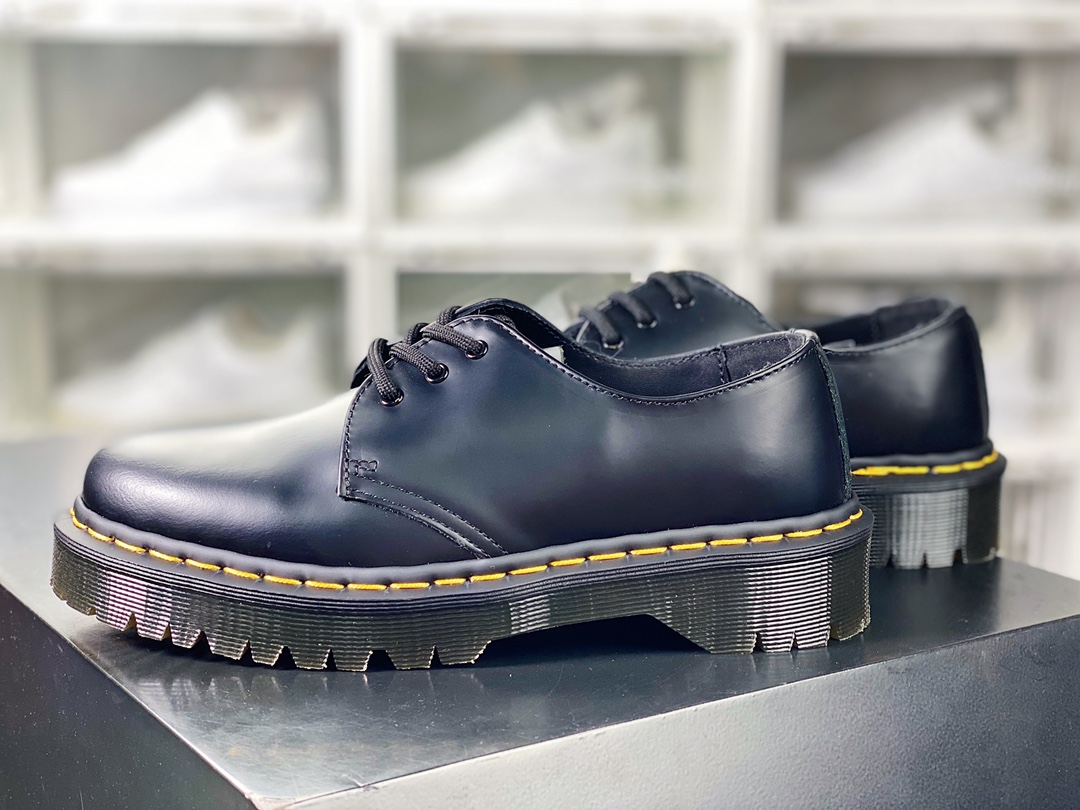 Dr. Martens 1461 Bex Double Stitch Leather Double Stitch Series Platform Low-Top Martin Boots ”Leather All Black Low-Top” 27882001