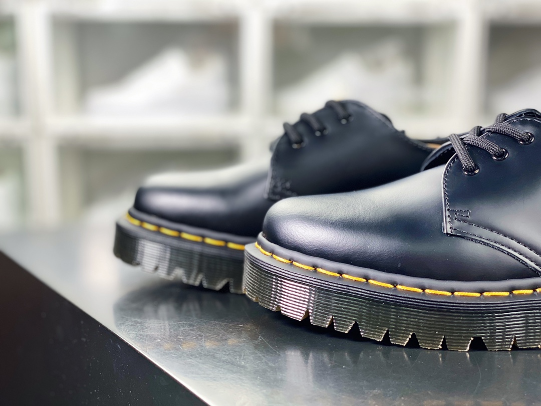 Dr. Martens 1461 Bex Double Stitch Leather Double Stitch Series Platform Low-Top Martin Boots ”Leather All Black Low-Top” 27882001