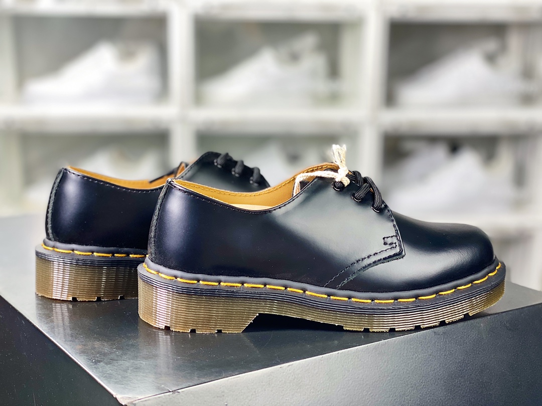 Dr. Martens 1461 Bex Double Stitch Leather Double Stitch Martin Boots ”Leather Black Yellow Lining Low Top” 27882001