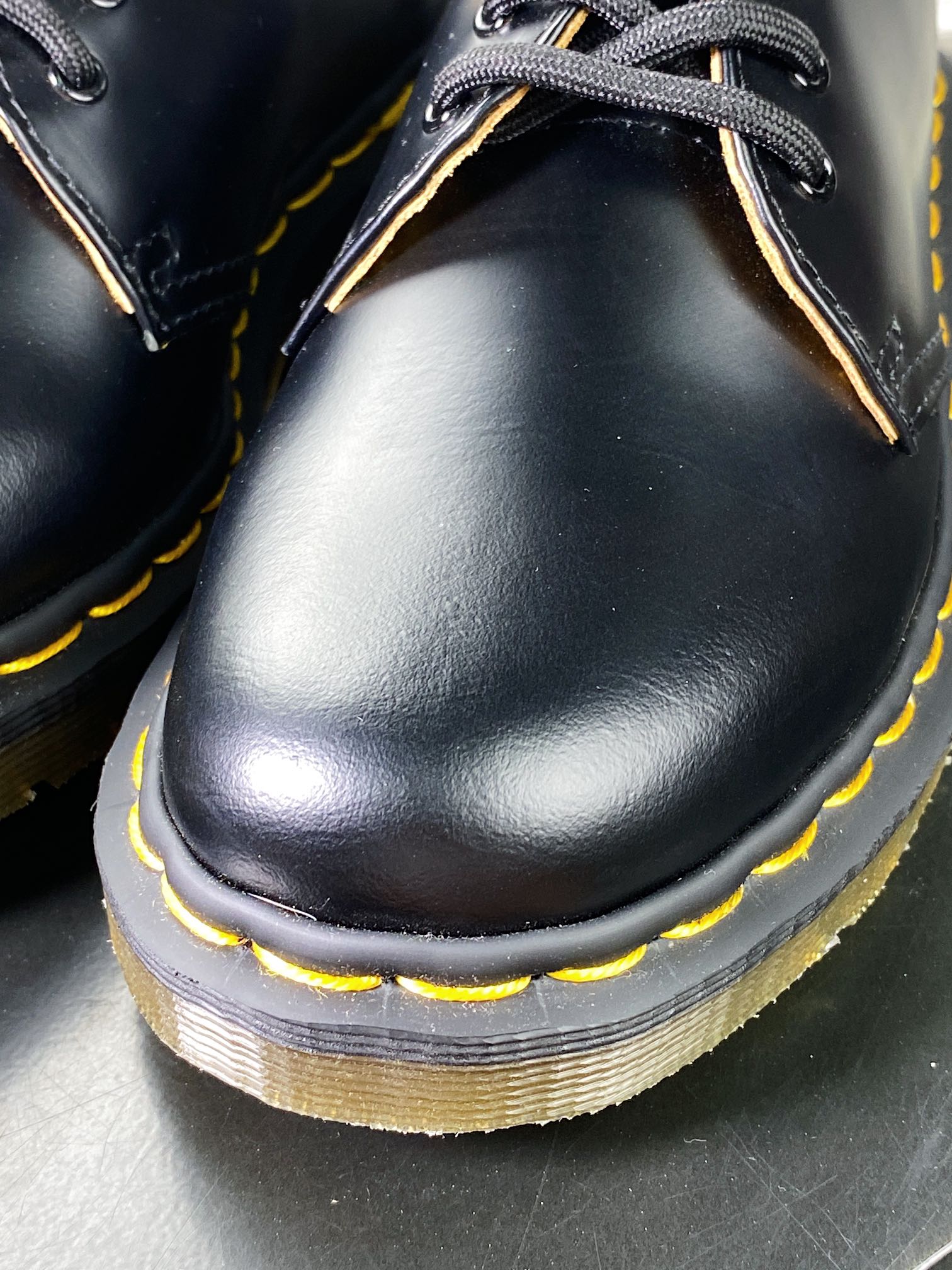 Dr. Martens 1461 Bex Double Stitch Leather Double Stitch Martin Boots ”Leather Black Yellow Lining Low Top” 27882001