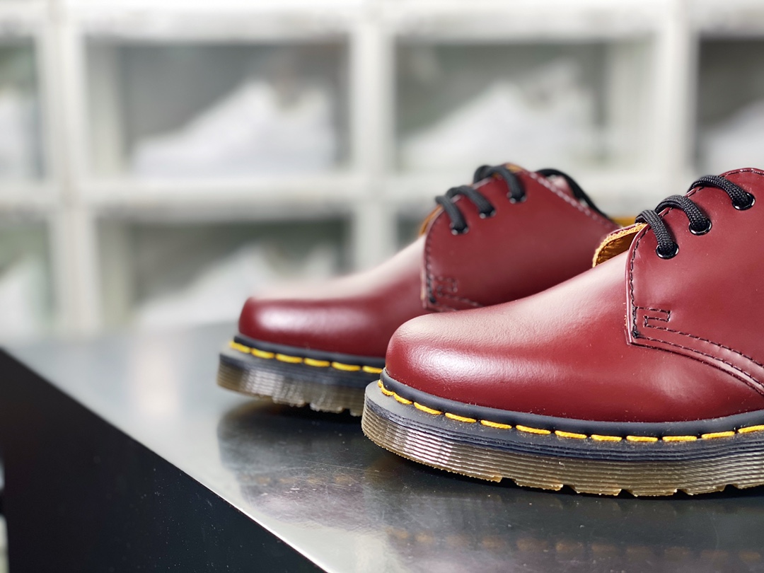 Dr. Martens 1461 Bex Double Stitch Leather Double Stitch Series Platform Martin Boots ”Leather Chicken Blood Red Low Top” 27882001