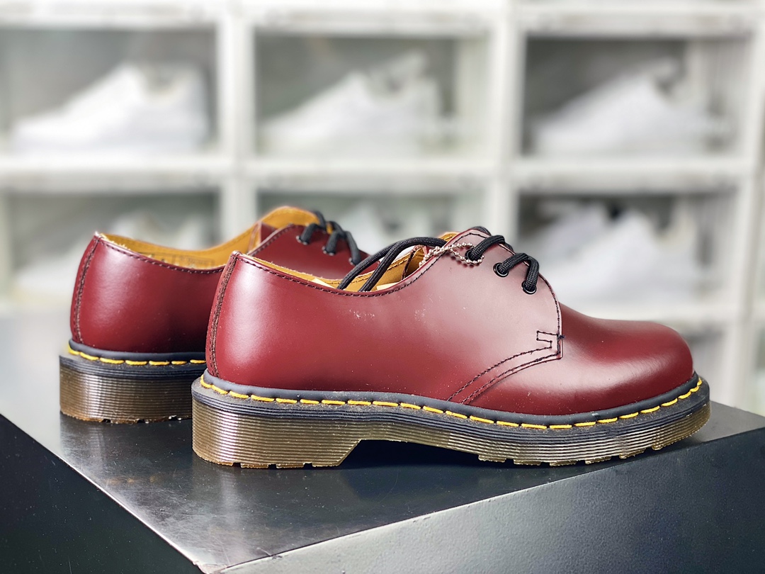 Dr. Martens 1461 Bex Double Stitch Leather Double Stitch Series Platform Martin Boots ”Leather Chicken Blood Red Low Top” 27882001