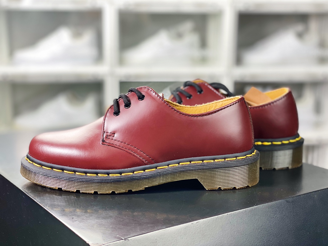 Dr. Martens 1461 Bex Double Stitch Leather Double Stitch Series Platform Martin Boots ”Leather Chicken Blood Red Low Top” 27882001