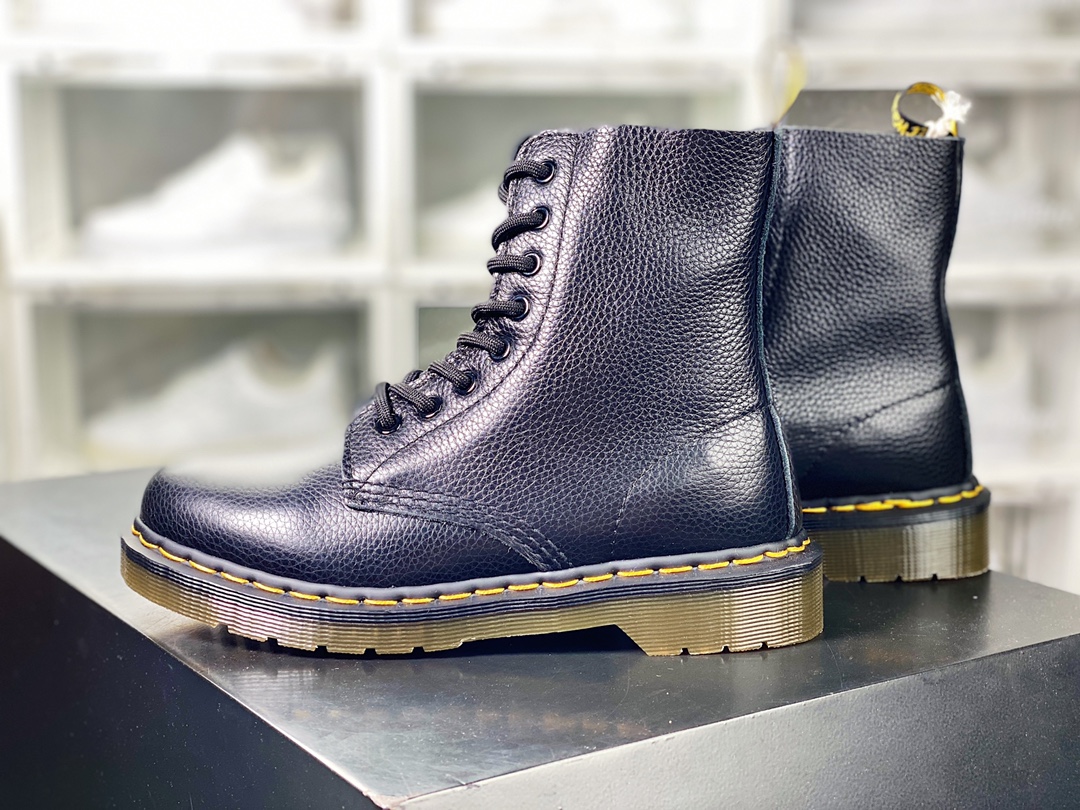 Dr. Martens Bex 8-Eye Boot 1460 High Top Series Retro Eight-hole Lace-up Full Leather Work Martin Boots ”Black Lychee Nappa Top Layer Leather” R11822206