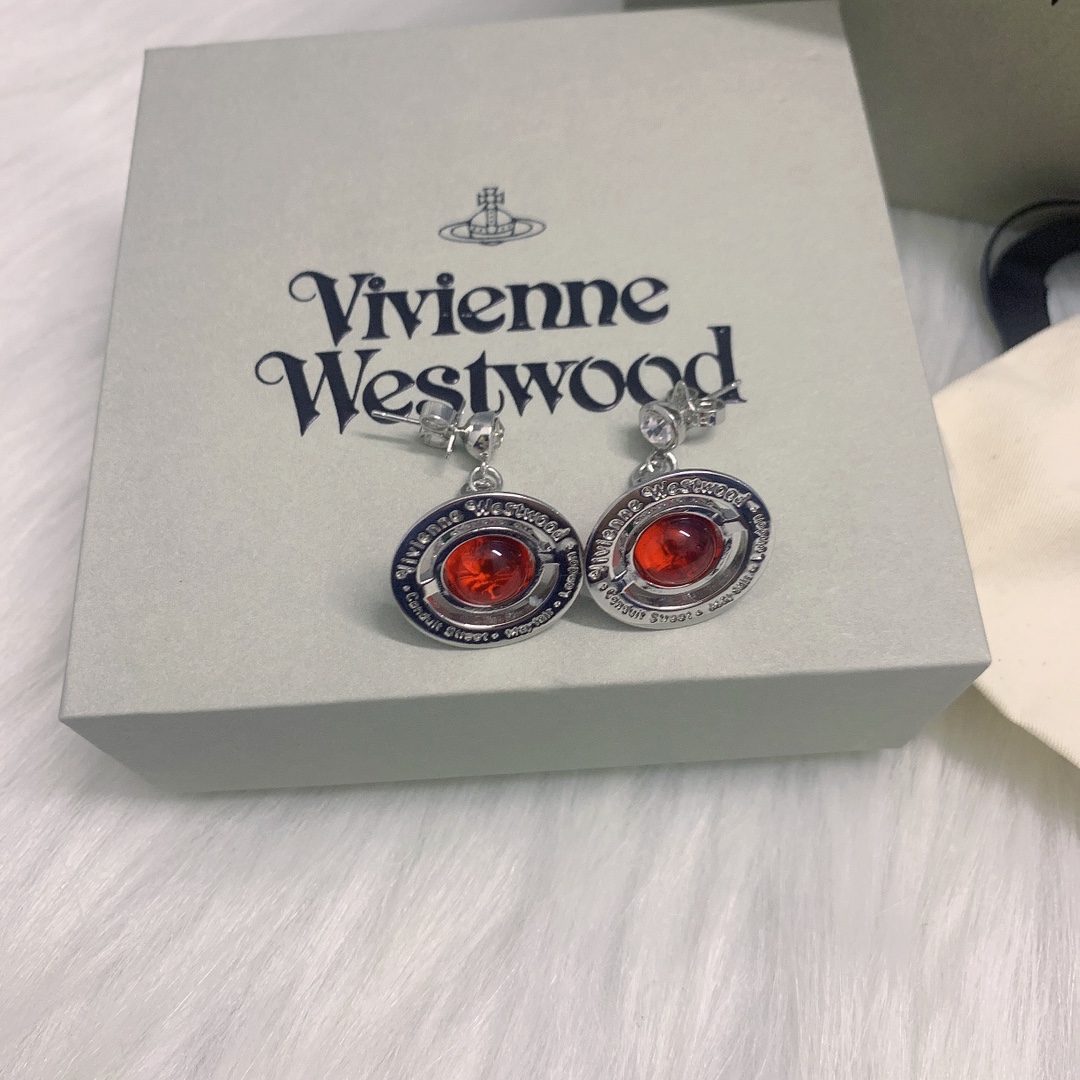 Vivienne Westwood 西太后立体红色玻璃球耳环