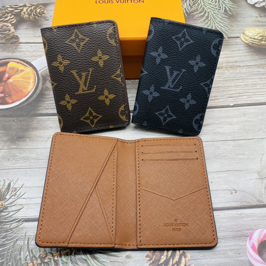Leather card holder open with card slots