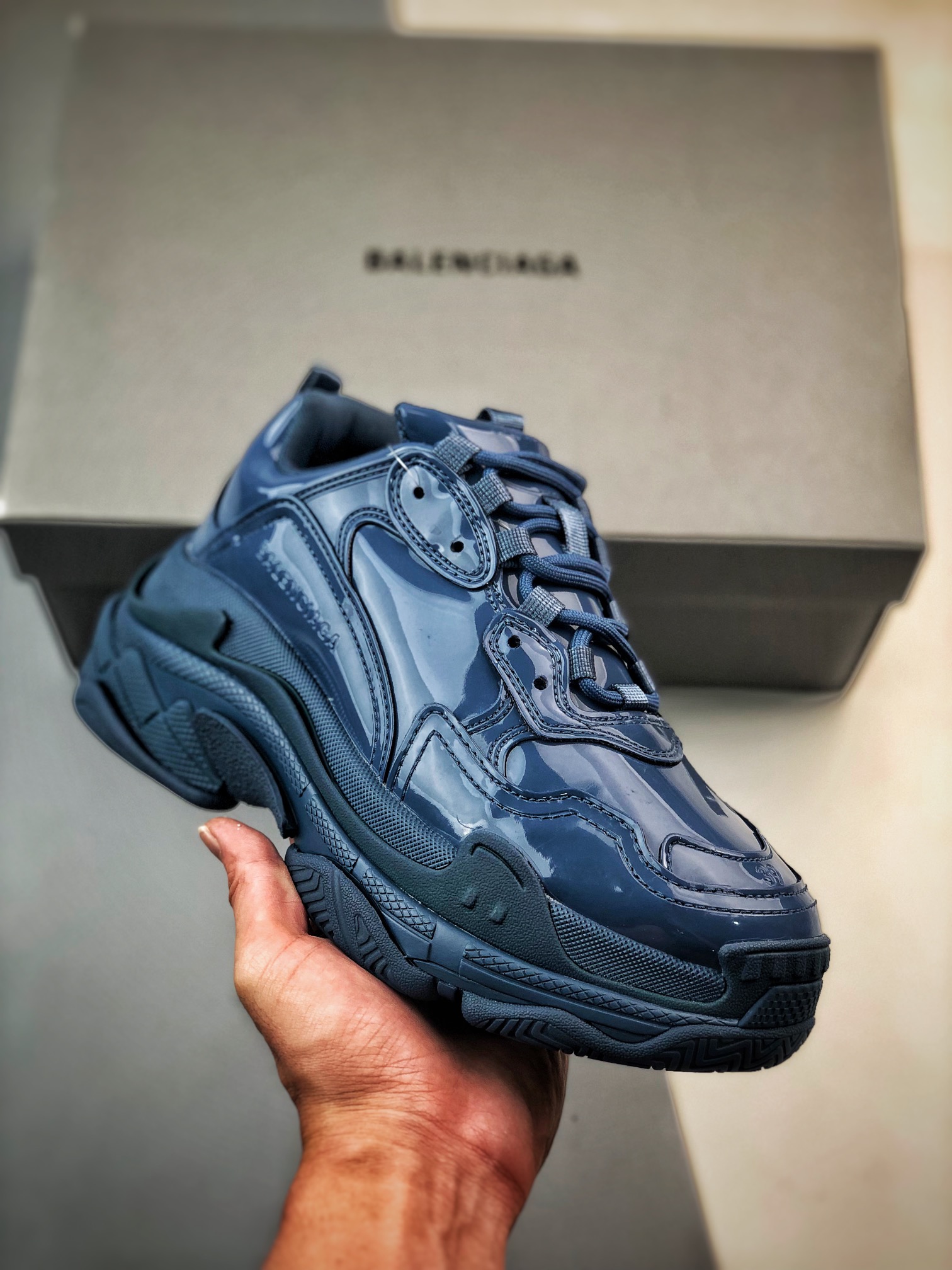 特价清货原400+BalenciagaTripleS漆皮藏蓝巴黎世家23官方发售版本意产纯原版本全码出货