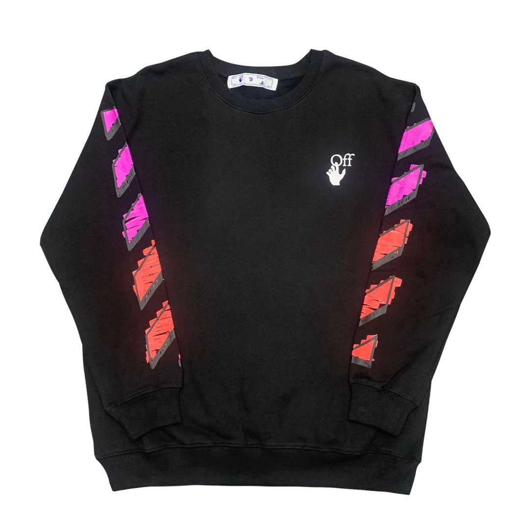 Off-White Clothing Sweatshirts Black Doodle Orange Purple White Printing Unisex Cotton