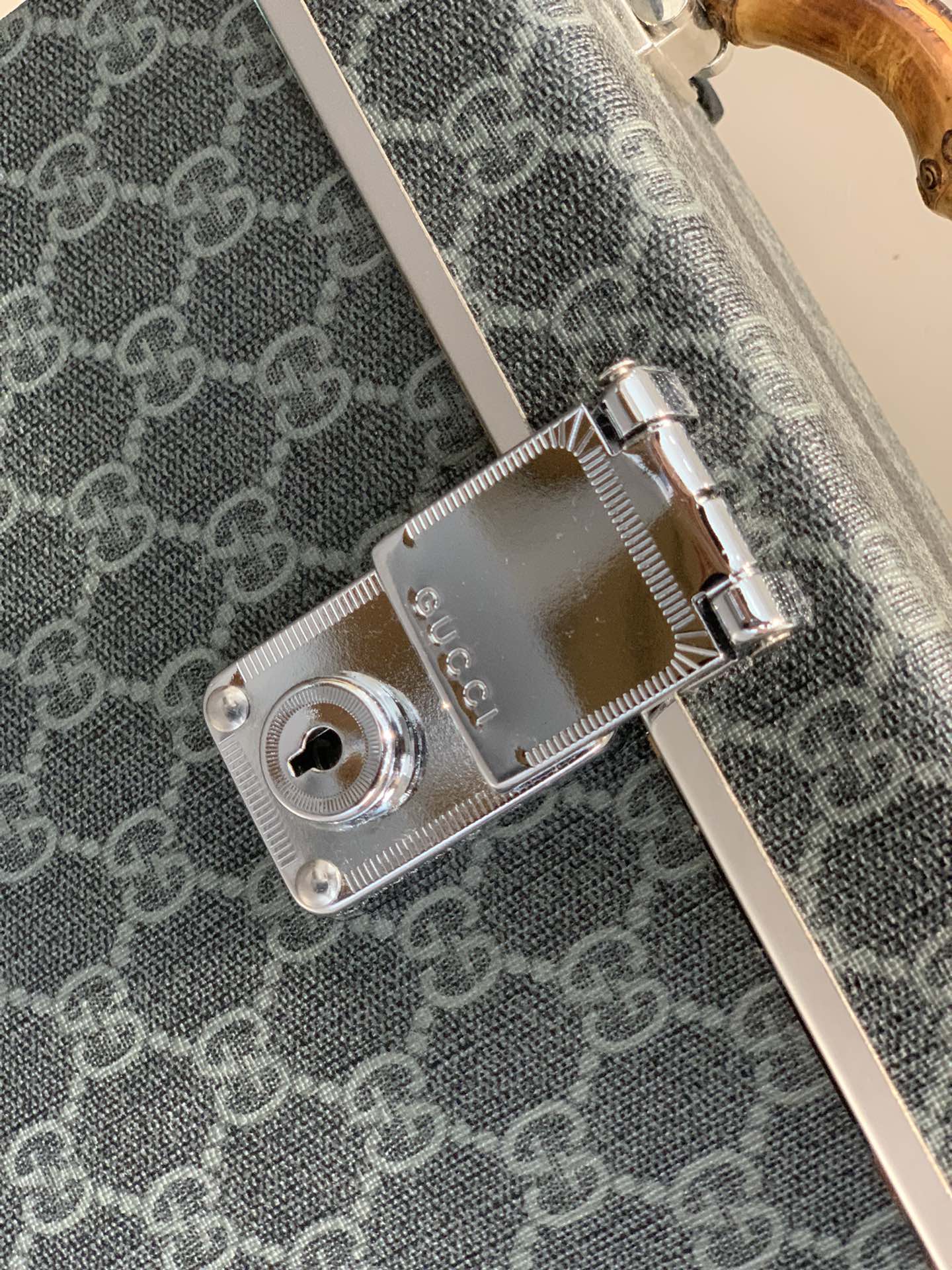 Gucci Vintage GG Monogrammed Suitcase with Bamboo Handle 6 i1692454090 104 4