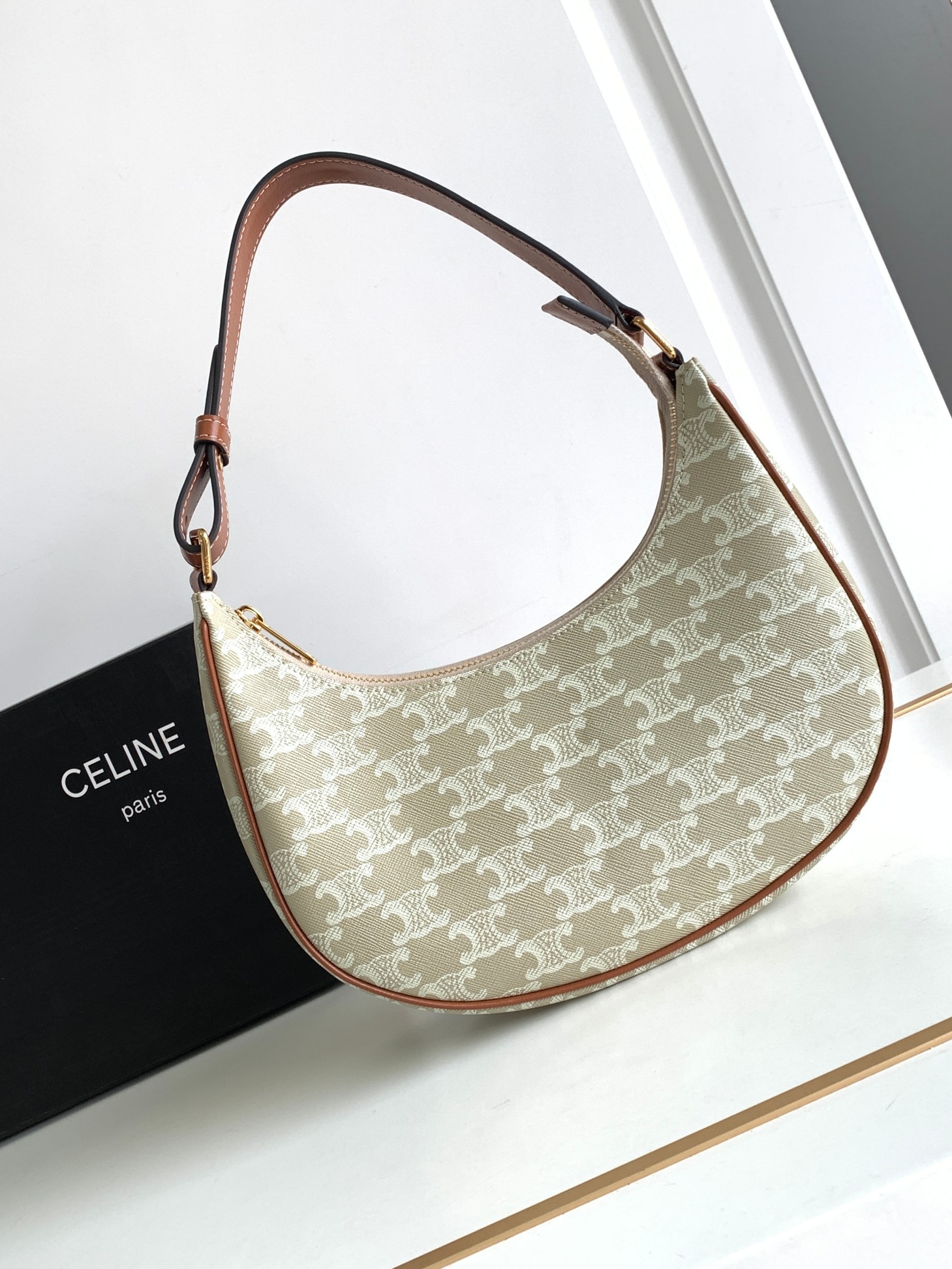 Celine Bags Handbags Brown Printing Cowhide Fabric Ava Underarm