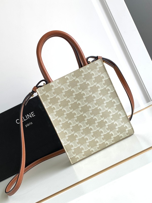 Celine Cheap Bags Handbags Brown Printing Cowhide Fabric Triomphe Mini