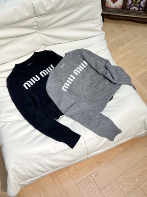 MiuMiu Clothing Knit Sweater Sweatshirts Best Luxury Replica Embroidery Knitting Wool Fall/Winter Collection Vintage