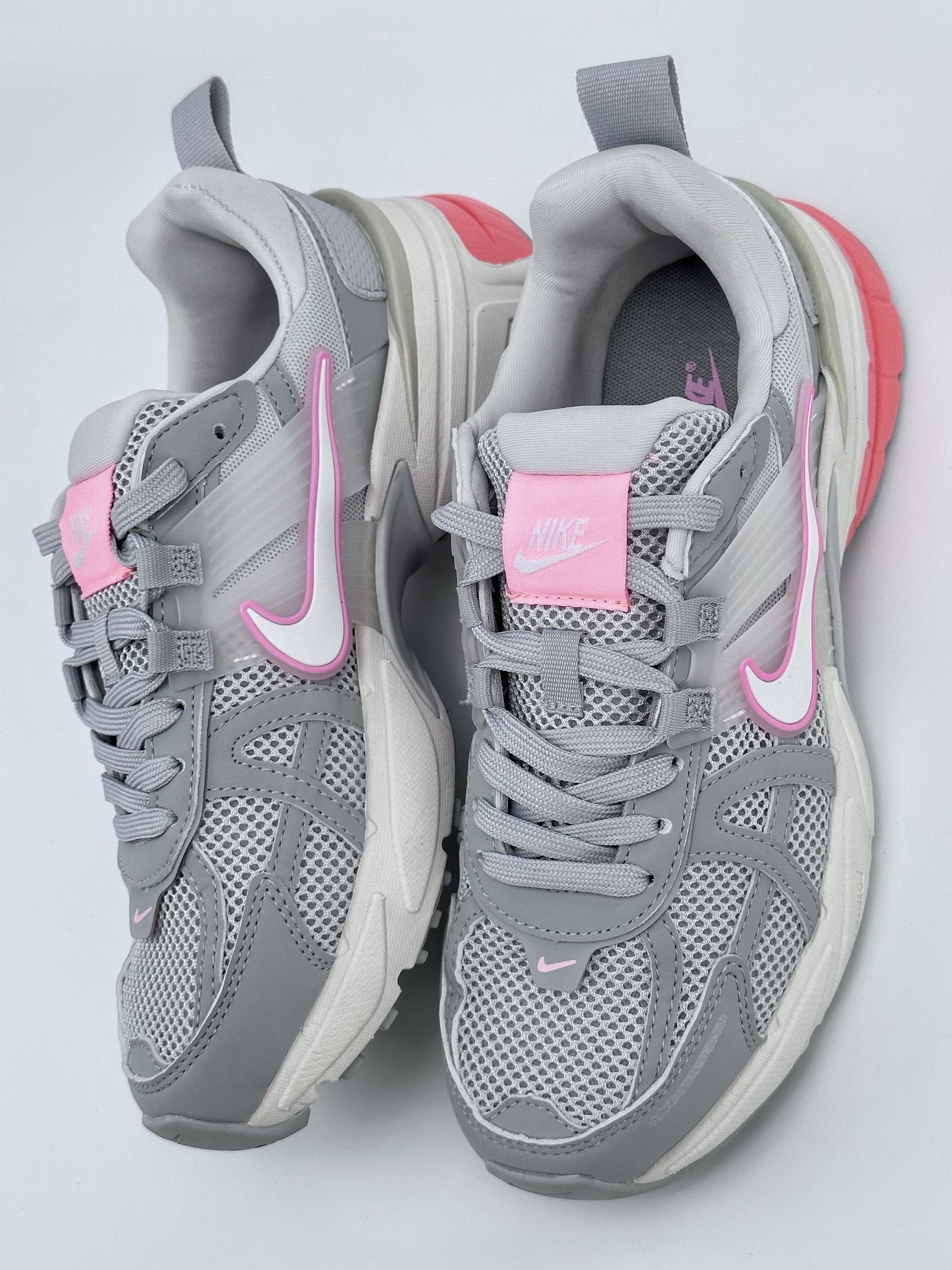 NIKE V2K Runtekk white red and pink shock-absorbing non-slip retro low-top running shoes FD0736-112