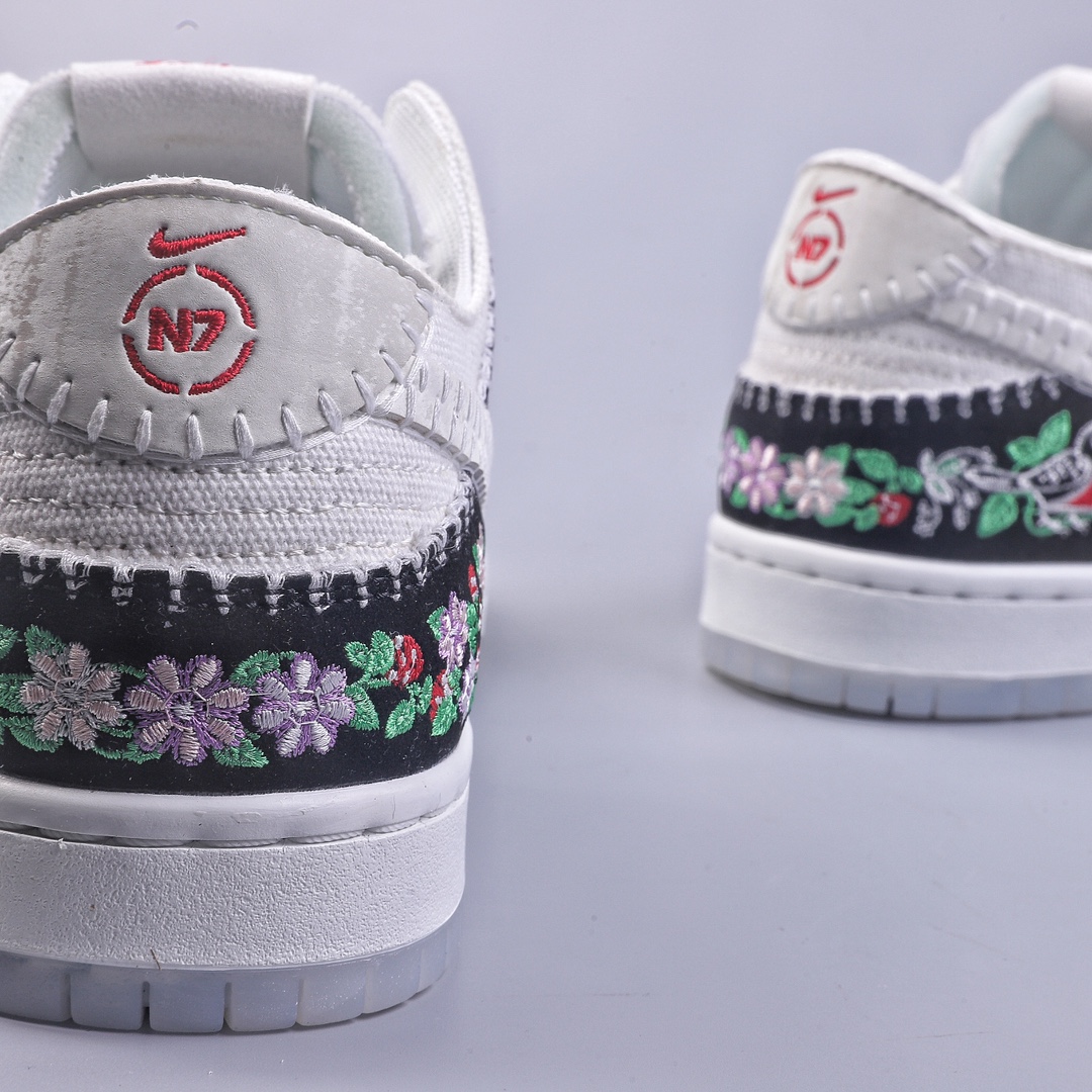 C Nk SB Dunk Low ”N7” floral embroidery SB low-top casual sneakers FD6951-300