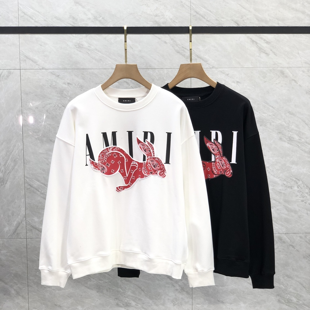 Amiri Clothing Sweatshirts Black Red White Printing Cotton