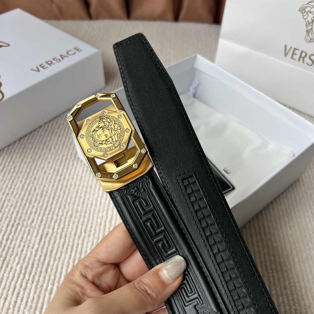 范思誓高级定制款男士皮带双面进口牛皮可双面使用自行选择搭配搭配精品钢自动扣长短可自行裁剪宽度35mm