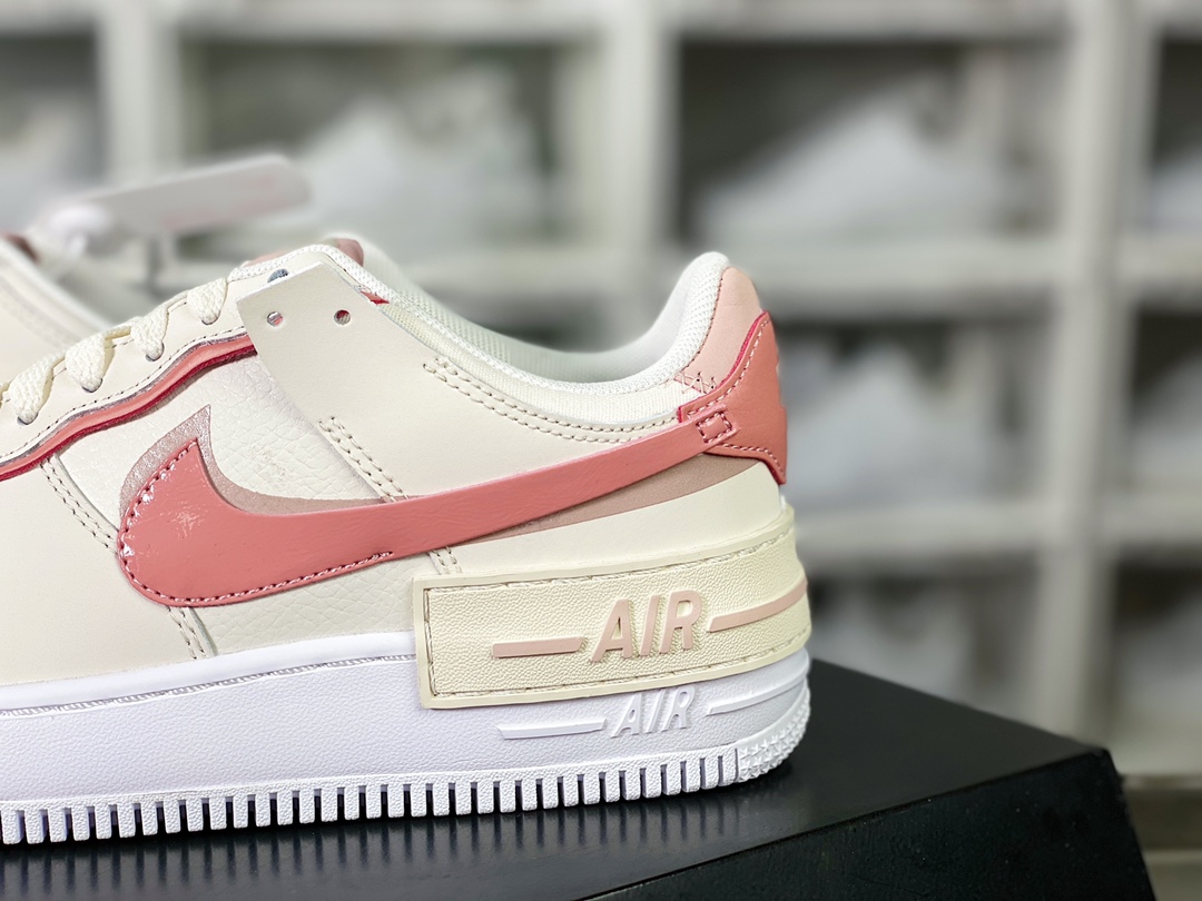 WMNS Air Force 1 Shadow”Sail White Pink”空军一号轻量增高低帮百搭板鞋“皮革米白粉”DZ1847-001