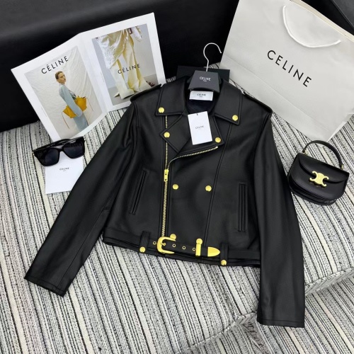 Celine Lambskin Biker Jacket, Gold Hardware, Fall/Winter 2023 Collection 1 Celine Lambskin Biker Jacket, Gold Hardware, Fall/Winter 2023 Collection