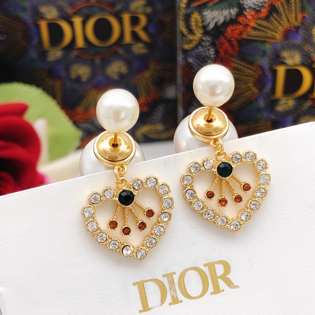 N.º DED0166 👌Réplica ZP Dior pendientes y colgantes de perlas en forma de corazón, diseño elegante y refinado, tallado…