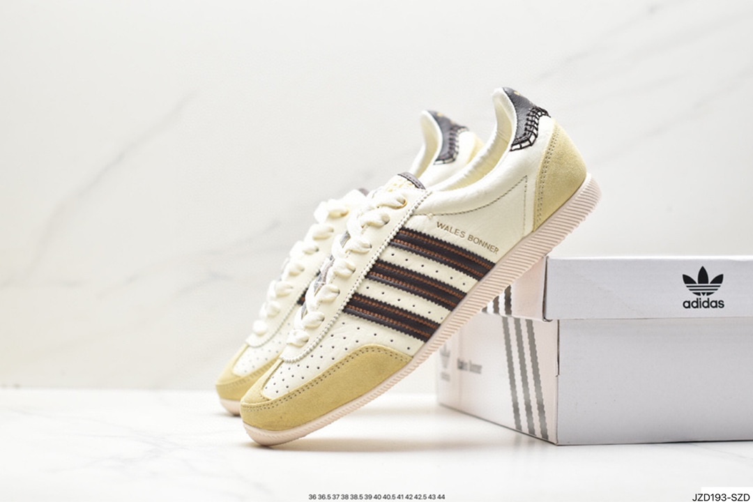 Wales Bonner x Adidas WB Japan Low ”Cream White Dark Brown” WB Japan series jogging shoes ”Cream White Light Yellow Dark Brown” GY5748