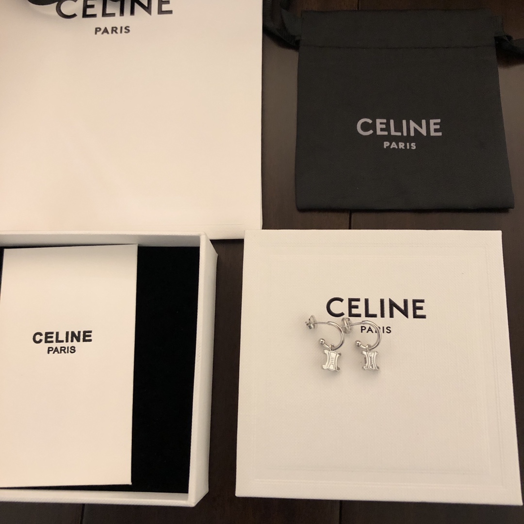 精工版本思琳耳环Celine新款赛琳耳钉凯旋门耳环与众不同的设计个性十足电镀白金工艺专柜版本一比一质量️