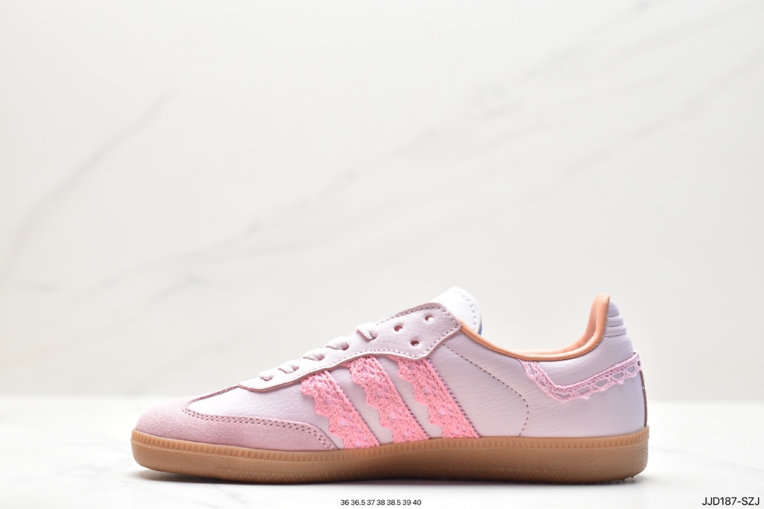 Adidas Originals Samba Vegan OG Samba Series Gentleman Dexun Sneakers ”Leather Black and White Light Gray Caramel Bottom Environmental Protection Logo” IG5932