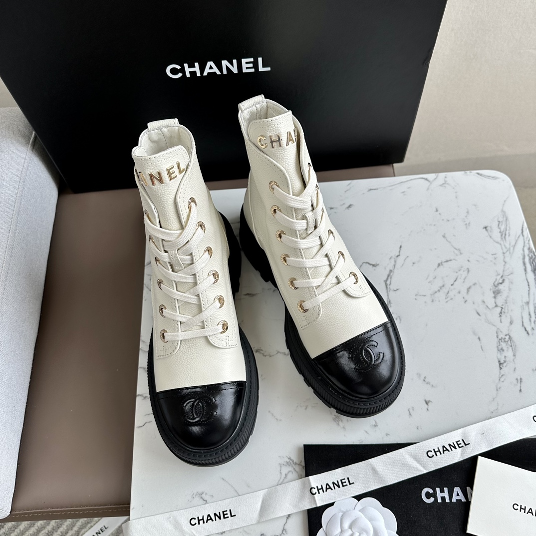 Shop
 Chanel Short Boots Calfskin Cowhide