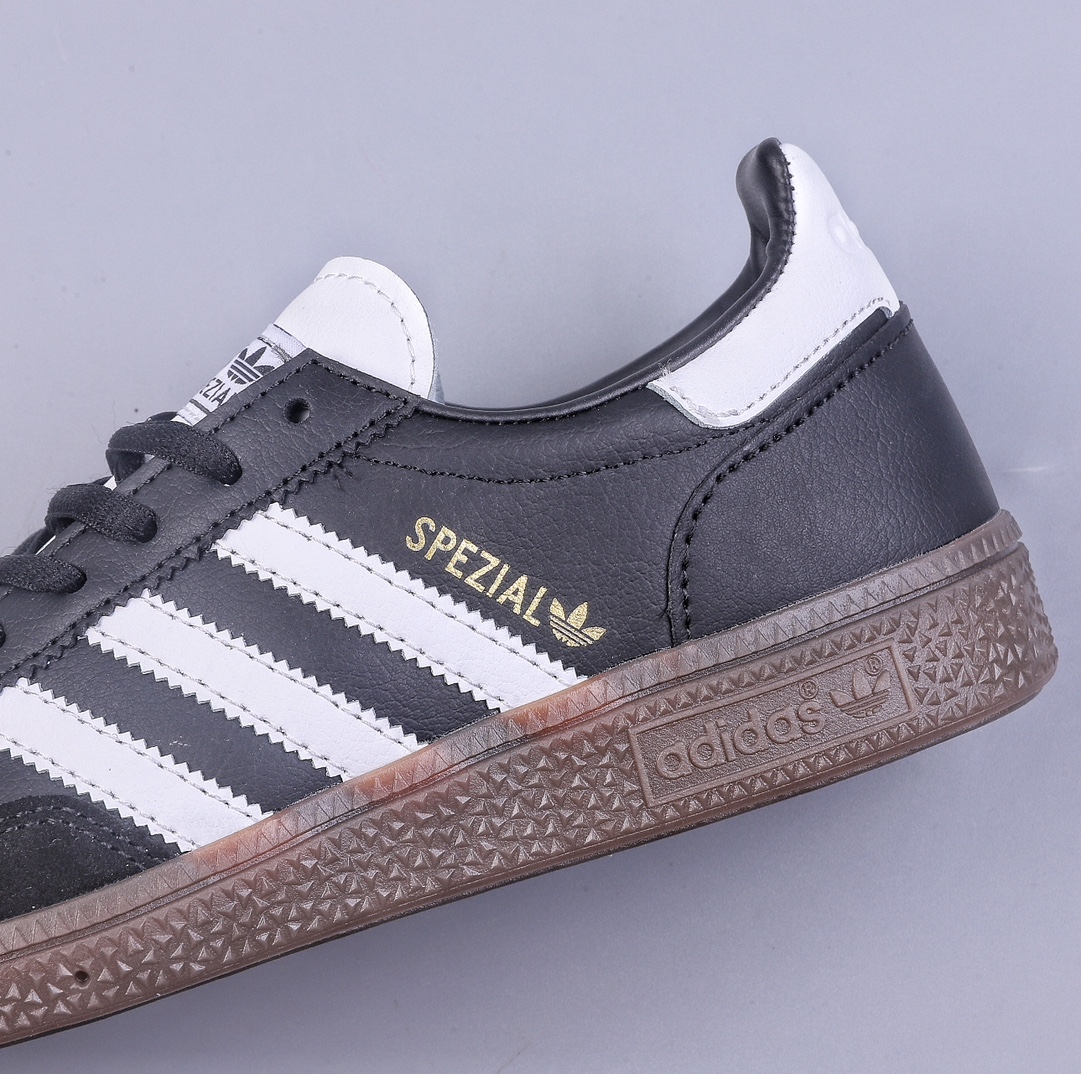 R Adidas Originals Handball SPZL Handball Player Sneakers ”Leather Black White Gold LOGO Caramel Sole” IE3402