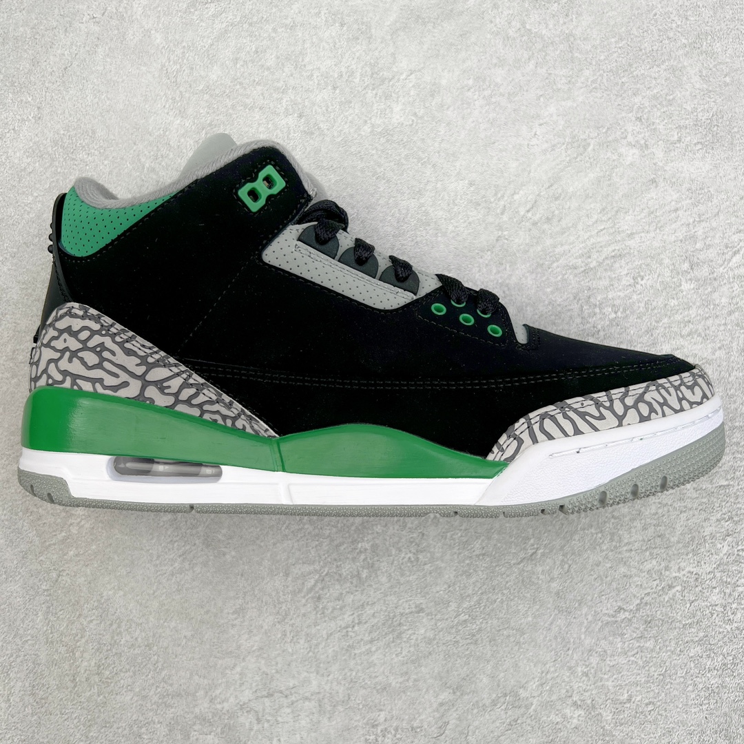 零售💰260 ＃KZ神版福利回馈‼Air Jordan AJ3 Retro 黑绿 CT8532-030 独家外贸特供尺码含45.5 48.5 国内外口碑最好最推荐的产品 市场中端王者 亲自操刀耗时半年巨作 全套原纸板楦头开发 原厂大底磨具加持立体防滑纹理 原装可视Air Sole气垫 原汁原味最完美的三代版型 唯一正确鞋头趴度弧度高度鞋身腰线 此版本只针对中端市场 皮料材质有所更替 其他数据细节工艺流程均保持一致 绝不口嗨 细节品控鞋型随意秒杀市面3XX 4XX 原厂TPU后跟饰片 正确内里反口里网布 皮料菱角分明不变形无多余毛边 正确手工大底描漆拉丝 市场唯一原厂鞋扣模具 原厂织唛标 原厂飞人电绣工艺 尾指中部跳三针 独家绑鞋带手法 印刷中底布 四线拉帮 米色美纹纸贴合固定 进口港宝加持 后跟自然饱满 全鞋荧光划线卡点 追求极致完美 每一双都是工艺品 多重QC质检 超越公司货的品控标准 实实在在的免检产品 尺码：40 40.5 41 42 42.5 43 44 44.5 45 45.5 46 47.5 48.5 编码：by2936060-运动鞋