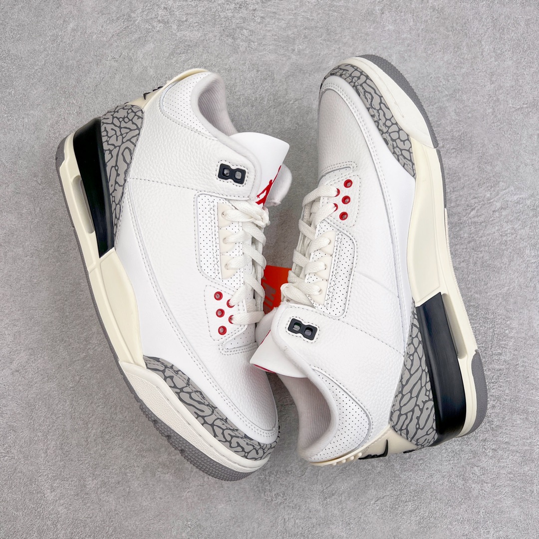 图片[3]-零售💰260 ＃KZ神版福利回馈‼Air Jordan AJ3 Retro 做旧白水泥 DN3707-100 独家外贸特供尺码含45.5 48.5 国内外口碑最好最推荐的产品 市场中端王者 亲自操刀耗时半年巨作 全套原纸板楦头开发 原厂大底磨具加持立体防滑纹理 原装可视Air Sole气垫 原汁原味最完美的三代版型 唯一正确鞋头趴度弧度高度鞋身腰线 此版本只针对中端市场 皮料材质有所更替 其他数据细节工艺流程均保持一致 绝不口嗨 细节品控鞋型随意秒杀市面3XX 4XX 原厂TPU后跟饰片 正确内里反口里网布 皮料菱角分明不变形无多余毛边 正确手工大底描漆拉丝 市场唯一原厂鞋扣模具 原厂织唛标 原厂飞人电绣工艺 尾指中部跳三针 独家绑鞋带手法 印刷中底布 四线拉帮 米色美纹纸贴合固定 进口港宝加持 后跟自然饱满 全鞋荧光划线卡点 追求极致完美 每一双都是工艺品 多重QC质检 超越公司货的品控标准 实实在在的免检产品 尺码：40 40.5 41 42 42.5 43 44 44.5 45 45.5 46 47.5 48.5 编码：by2936060-运动鞋