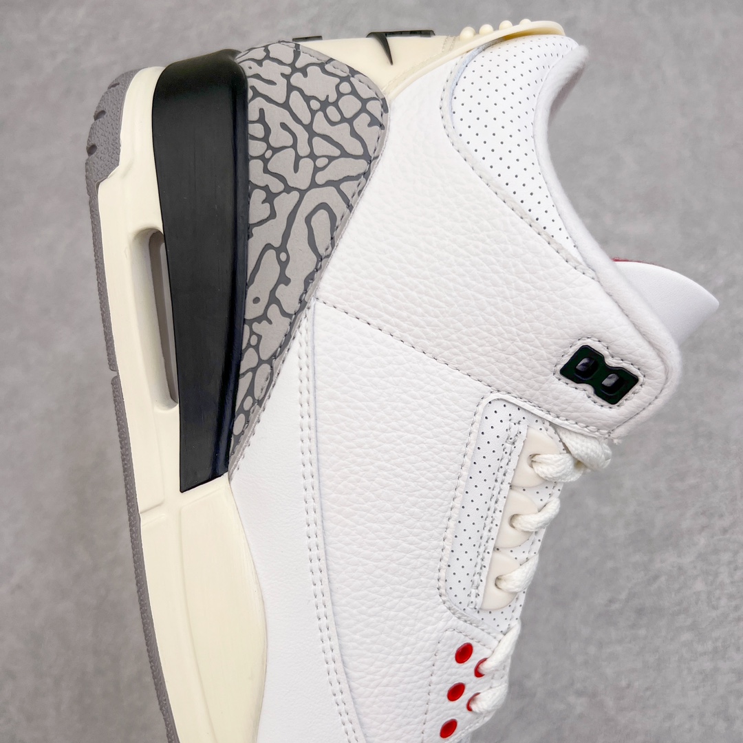 图片[6]-零售💰260 ＃KZ神版福利回馈‼Air Jordan AJ3 Retro 做旧白水泥 DN3707-100 独家外贸特供尺码含45.5 48.5 国内外口碑最好最推荐的产品 市场中端王者 亲自操刀耗时半年巨作 全套原纸板楦头开发 原厂大底磨具加持立体防滑纹理 原装可视Air Sole气垫 原汁原味最完美的三代版型 唯一正确鞋头趴度弧度高度鞋身腰线 此版本只针对中端市场 皮料材质有所更替 其他数据细节工艺流程均保持一致 绝不口嗨 细节品控鞋型随意秒杀市面3XX 4XX 原厂TPU后跟饰片 正确内里反口里网布 皮料菱角分明不变形无多余毛边 正确手工大底描漆拉丝 市场唯一原厂鞋扣模具 原厂织唛标 原厂飞人电绣工艺 尾指中部跳三针 独家绑鞋带手法 印刷中底布 四线拉帮 米色美纹纸贴合固定 进口港宝加持 后跟自然饱满 全鞋荧光划线卡点 追求极致完美 每一双都是工艺品 多重QC质检 超越公司货的品控标准 实实在在的免检产品 尺码：40 40.5 41 42 42.5 43 44 44.5 45 45.5 46 47.5 48.5 编码：by2936060-运动鞋