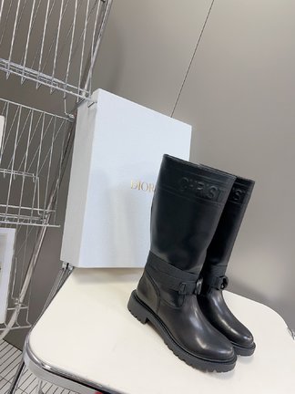 Dior Long Boots Embroidery Cowhide Rubber Sheepskin Silk Fall/Winter Collection Fashion
