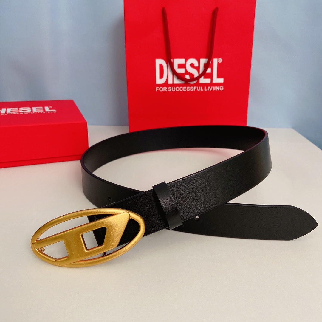 New DIESEL 23 Spring/Summer OVAL-DLOGO Belt: Retro Style, 4.0cm Width - 图片 3