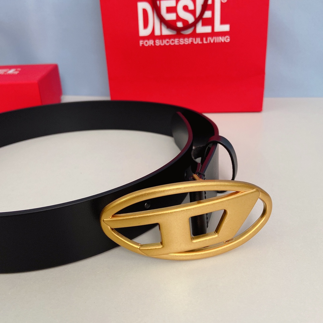 New DIESEL 23 Spring/Summer OVAL-DLOGO Belt: Retro Style, 4.0cm Width - 图片 5