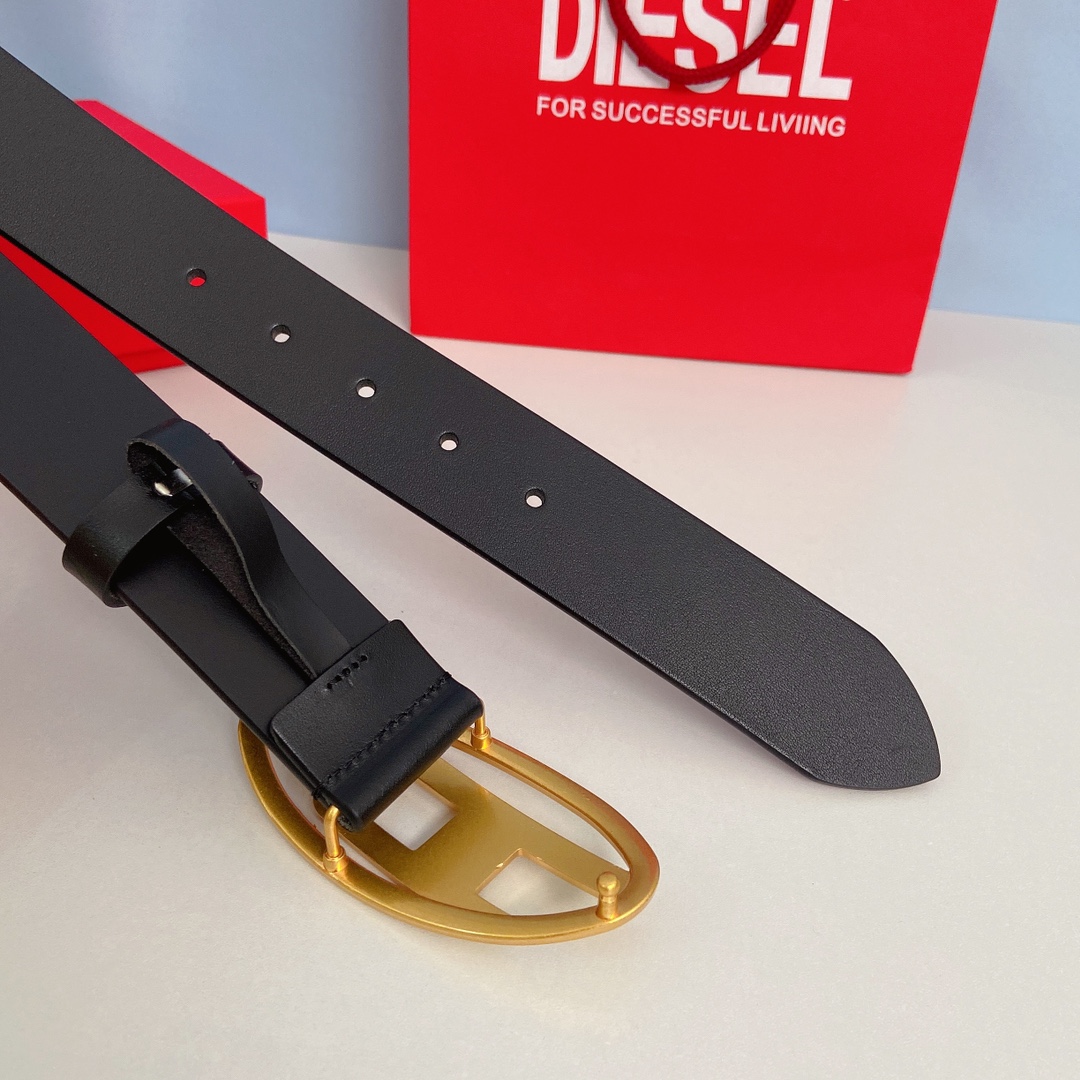 New DIESEL 23 Spring/Summer OVAL-DLOGO Belt: Retro Style, 4.0cm Width - 图片 6