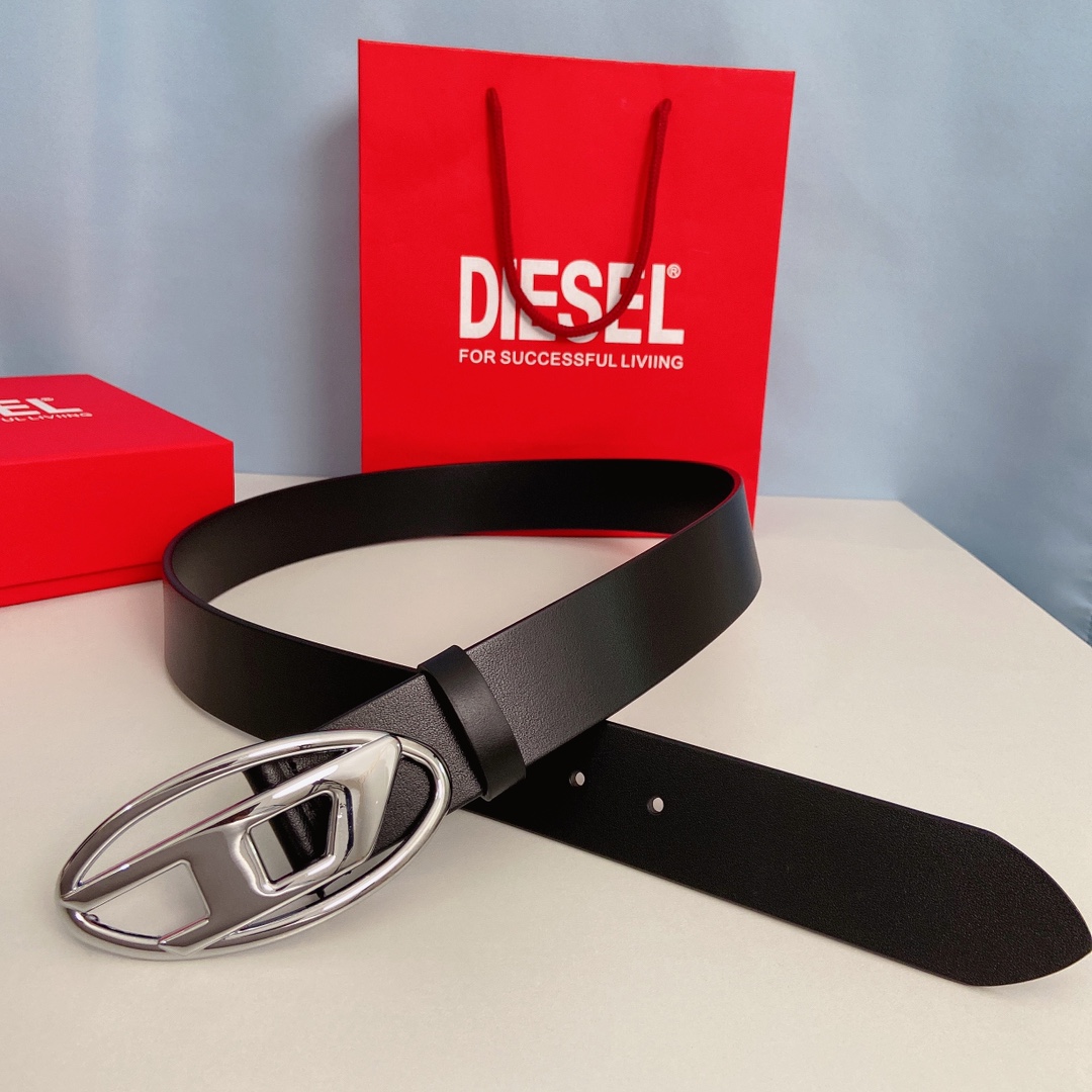 New DIESEL 23 Spring/Summer OVAL-DLOGO Classic Belt: Stylish Retro Design, 4.0cm Wide - 图片 3