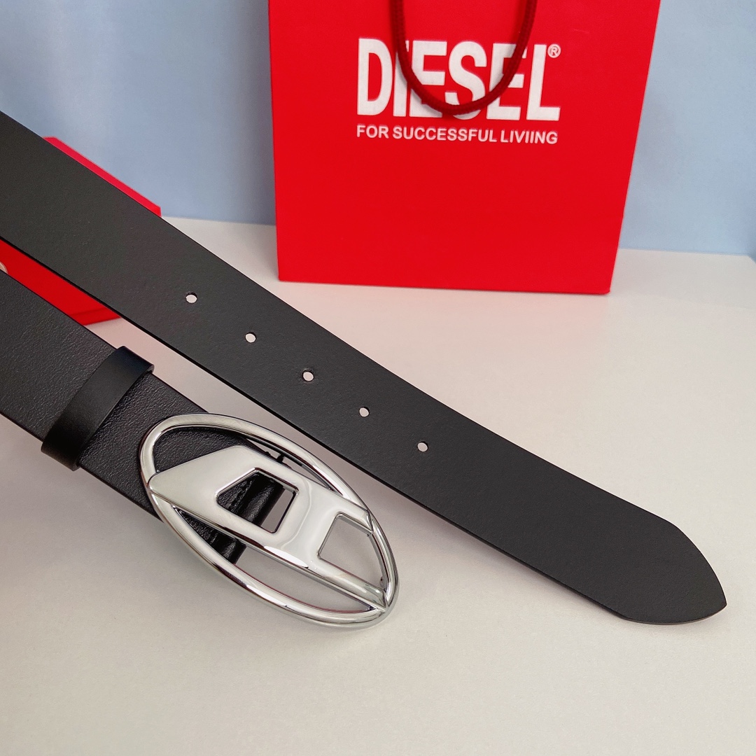 New DIESEL 23 Spring/Summer OVAL-DLOGO Classic Belt: Stylish Retro Design, 4.0cm Wide - 图片 6