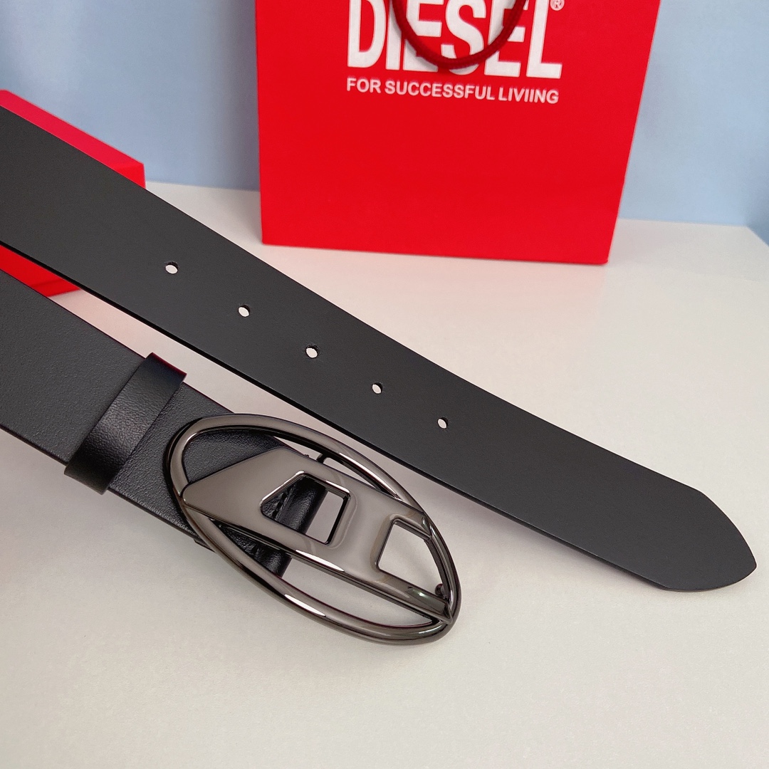 New DIESEL 23 Spring/Summer OVAL-DLOGO Classic Belt – 4.0 cm Width, Fashionable Retro Style - 图片 6