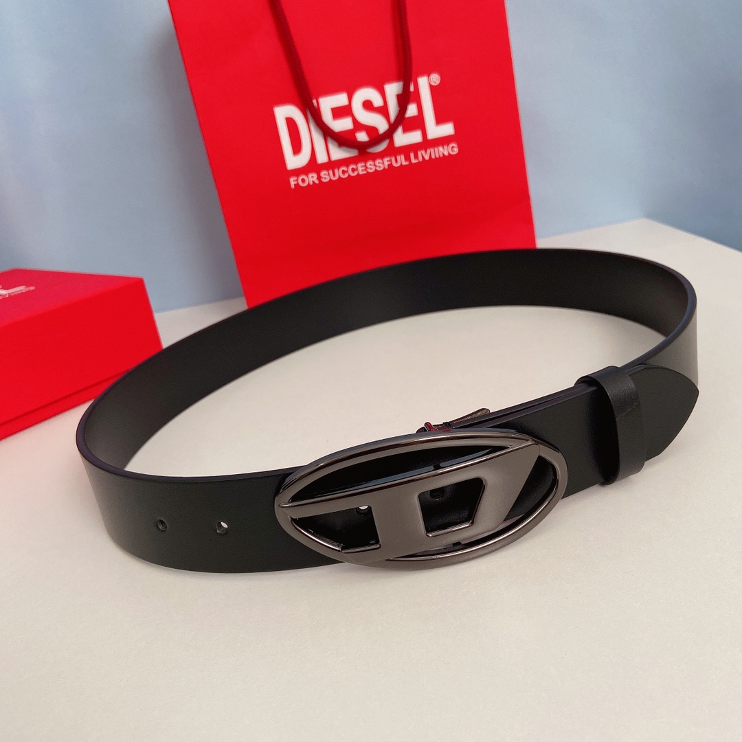 New DIESEL 23 Spring/Summer OVAL-DLOGO Classic Belt – 4.0 cm Width, Fashionable Retro Style