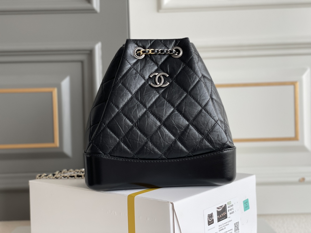Chanel Gabrielle Bag Bags Backpack Black Platinum White All Steel Vintage