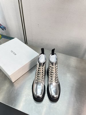 Buy Sell The Row Martin Boots Hot Sale Silver Cowhide Genuine Leather