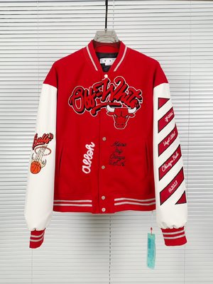 Off-White Clothing Coats & Jackets Red White Embroidery Unisex Fall/Winter Collection