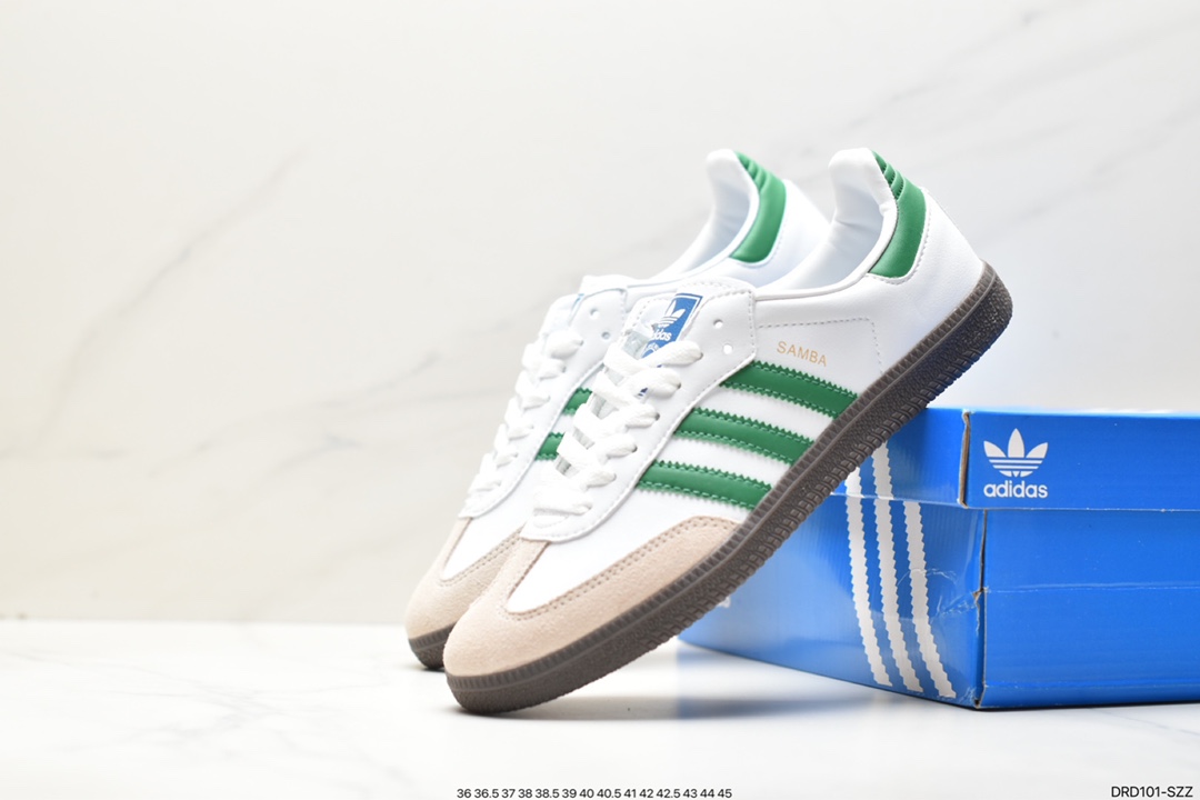 110 阿迪达斯Adidas Originals Samba Vegan OG桑巴舞系列运动板鞋 IG1024